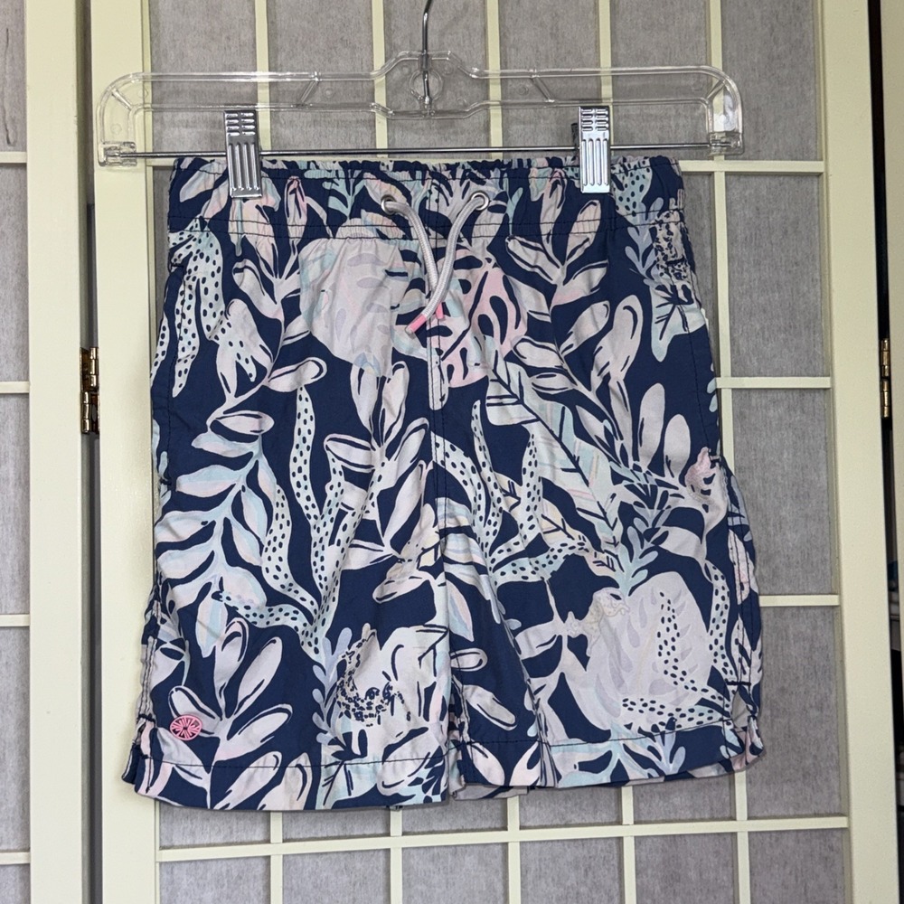 Lilly Pulitzer Preppy Beach Floral‎ Tropical Matching Boys Capri Swim Trunks 6/7